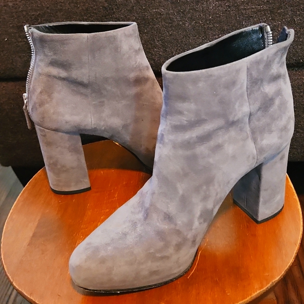 PRADA Grey Calzature Donna  Nappa Suede Booties w/Zipper GORGEOUS In sz 38.5/8